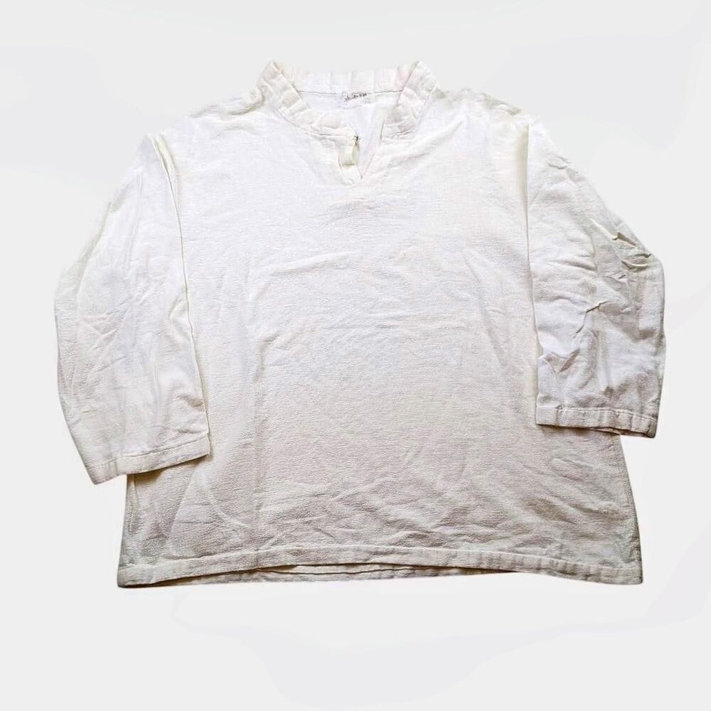 Vintage 1800s Antique Night Gown Cotton Bed Shirt Flaws Size XL(?)